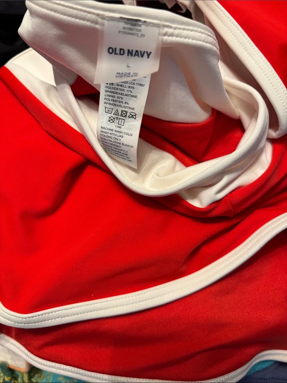 Old Navy Red and White Halter Bikini Top with Shorts